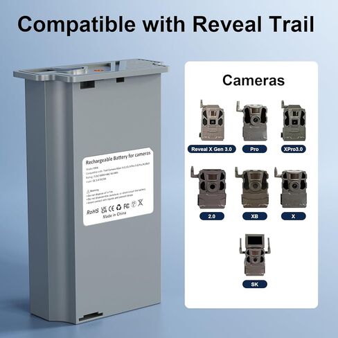 حزمة بطارية ليبو 6500 مللي أمبير في الساعة لكاميرا Tactacam Reveal X Gen 3.0، 2.0، X Pro 3.0، Pro، SK، XB، X Trail، ترقية بطارية ليثيوم أيون قابلة لإعادة الشحن ذات سعة عالية وشحن الألواح الشمسية - عبوتان in Kuwait