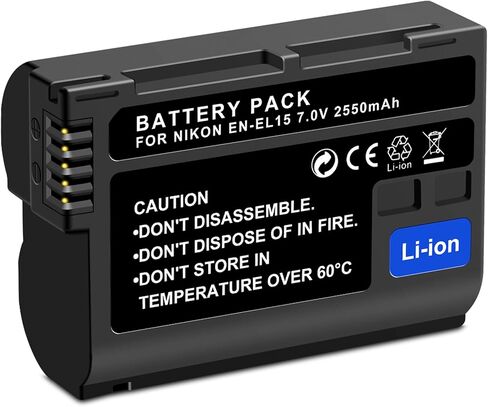 بطارية بديلة EN-EL15 EL15a EL15b EL15c (2550 مللي أمبير) متوافقة مع Nikon ZF Z6 Z7 Z8 D750 D850 D7000 D7100 D7200 D7500 D500 D600 D610 D780 D800 D800E D810 D810A in Kuwait