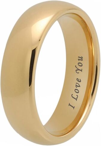 TUTISS 4mm 6mm 8mm 10mm Gold Tungsten Rings for Men Women Engagement Wedding Bands Domed Polished I Love You Engraved Comfort Fit in Saudi Arabia