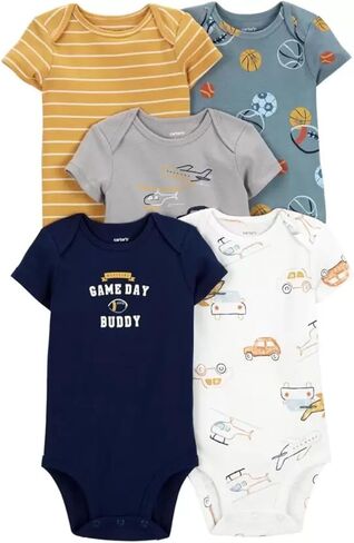 Carter's Baby Boys' 5 Pack Bodysuits (Baby)، متعدد الرياضات/وسائل النقل، 3 أشهر in Kuwait