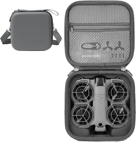 حقيبة حمل لجهاز DJI Neo 2، هيكل صلب صغير من البولي يوريثان مع حزام كتف، متوافق مع DJI Neo 2 وملحقات الطائرات بدون طيار، بطانة ناعمة، مع جيب شبكي، رمادي in Kuwait