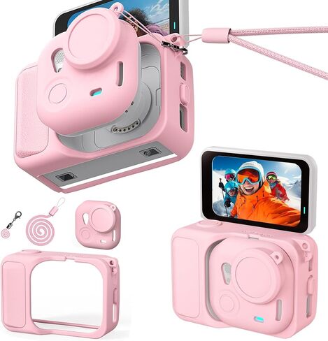 Silicone Case for Insta360 Go Ultra Cases Full Body Sleeve Protective Cover Compatible with Insta360 Go Ultra Camera Accessories with Enhanced Grip, Anti-Scratch Lens Cap, Pink in Kuwait