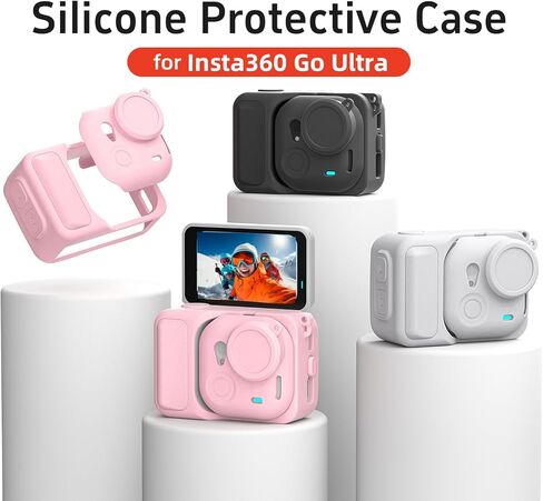 Silicone Case for Insta360 Go Ultra Cases Full Body Sleeve Protective Cover Compatible with Insta360 Go Ultra Camera Accessories with Enhanced Grip, Anti-Scratch Lens Cap, Pink in Kuwait