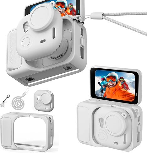 جراب من السيليكون لهاتف Insta360 Go Ultra غطاء واقٍ لكامل الجسم متوافق مع ملحقات كاميرا Insta360 Go Ultra مع قبضة معززة، غطاء عدسة مضاد للخدش، وردي in Kuwait