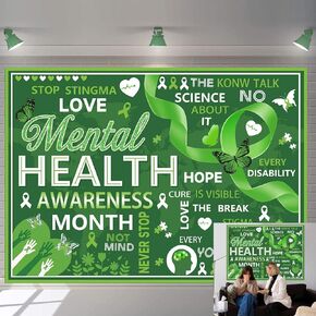 Mental Health Awareness Backdrop Decoration Mental Health Month Poster Decoration Banner for Office School Bulletin Board Wall Indoor Outdoor Decor Awareness Month Party Supplies (6x4FT) in Kuwait