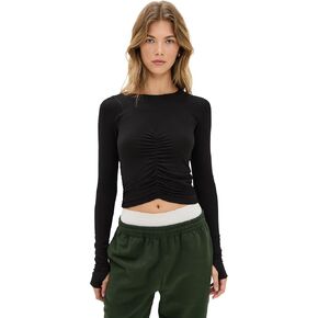 Free People Women's Tempo Ruched Long Sleeve, Sunlit Yellow, Large in Kuwait