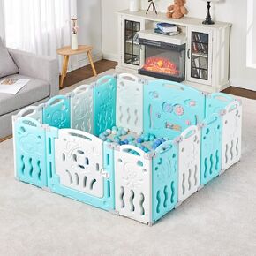 Albott Baby Playpen 22 Panel Baby playpen Folding Play Pen Kids Activity Center Safety Play Yard Home Adjustable Shape, Portable Design for Indoor Outdoor Use (Grey+White, 22 Panel) in Saudi Arabia