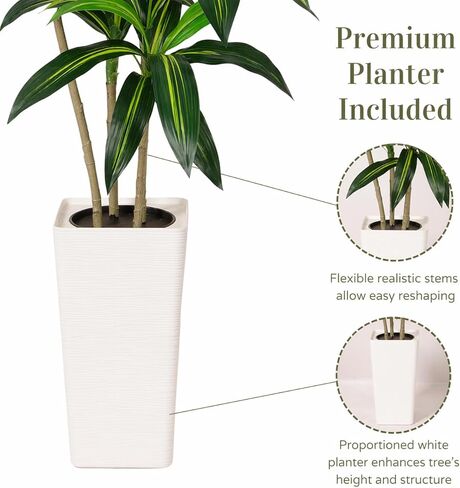 5FT Artificial Dracaena Tree – Tall Faux Indoor Plant with Planter, Large Fake Plant for Living Room, Office, Bedroom & Home Décor in Saudi Arabia