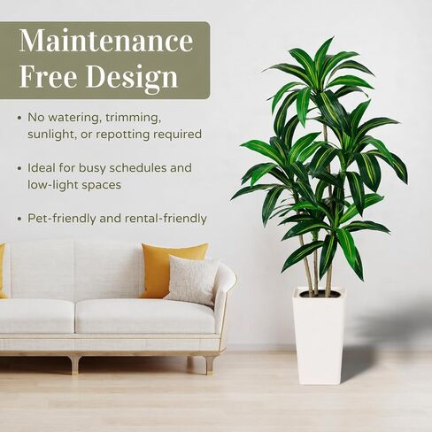 5FT Artificial Dracaena Tree – Tall Faux Indoor Plant with Planter, Large Fake Plant for Living Room, Office, Bedroom & Home Décor in Saudi Arabia