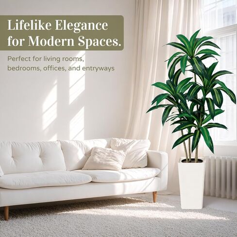 5FT Artificial Dracaena Tree – Tall Faux Indoor Plant with Planter, Large Fake Plant for Living Room, Office, Bedroom & Home Décor in Saudi Arabia