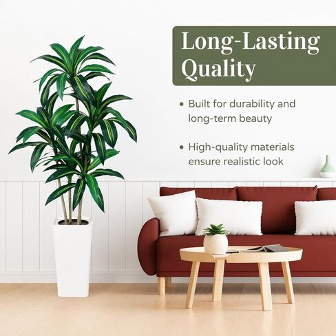 5FT Artificial Dracaena Tree – Tall Faux Indoor Plant with Planter, Large Fake Plant for Living Room, Office, Bedroom & Home Décor in Saudi Arabia