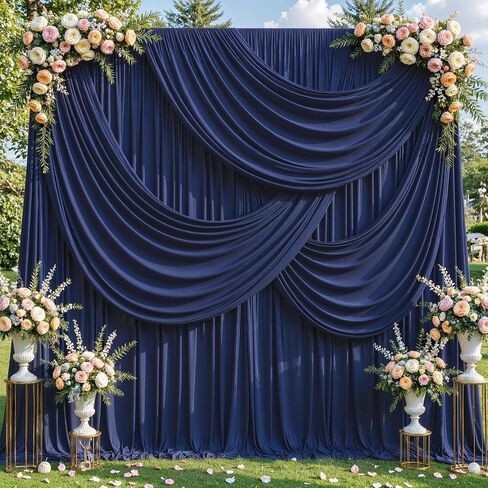 10ft × 10ft ستائر خلفية زرقاء داكنة لحفلات الزفاف وأعياد الميلاد كشك الصور، ستارة بحرية خلفية خلفية خالية من التجاعيد من القماش ستائر خلفية قطرة الطفل لحفلات الزفاف وحفلات التخرج وخلفية التصوير الفوتوغرافي in Kuwait