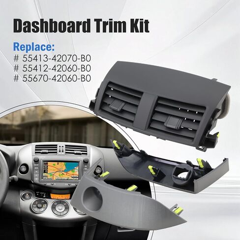 Central Dashboard Cover Strip Trim Fit for Toyota RAV4 Base Limited EV Sport 2006 2007 2008 2009 2010 2011 2012, Instrument Panel Molding Replace# 55413-42070-B0 55412-42060-B0 in Saudi Arabia