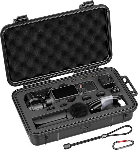 جراب AMAZEAR مقاوم للماء متوافق مع DJI OSMO Pocket 4، Pocket4 Creator Combo Accessories صغير الحجم بغطاء صلب صندوق سفر للحمل والحماية والتخزين والتنظيم، أسود in Kuwait