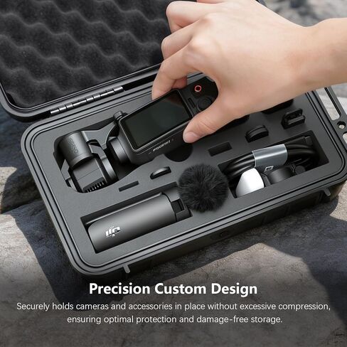 جراب AMAZEAR مقاوم للماء متوافق مع DJI OSMO Pocket 4، Pocket4 Creator Combo Accessories صغير الحجم بغطاء صلب صندوق سفر للحمل والحماية والتخزين والتنظيم، أسود in Kuwait