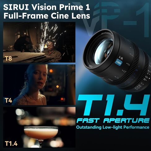 SIRUI VP-1 Vision Prime 1 T1.4 مجموعة عدسات سينمائية كاملة الإطار، 24 مم، 35 مم، 50 مم عدسة سينمائية بتركيز يدوي مع حامل E مثبت مسبقًا، حوامل RF/Z/L قابلة للتبديل (أسود) ومحول 1.25x in Kuwait