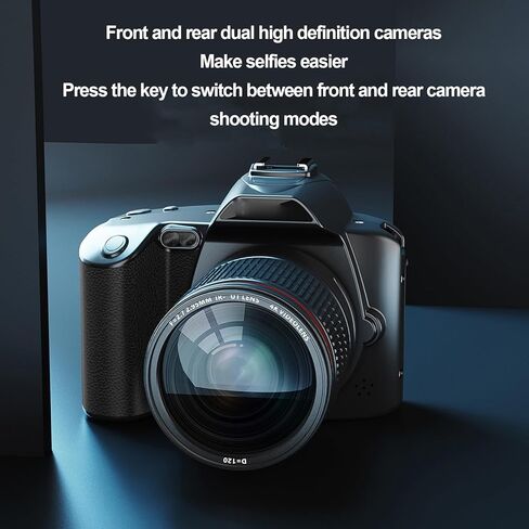 VINGVO 4K Digital Camera 64MP 16x Digital Zoom WiFi Dual Lens Camcorder with 3" IPS Screen, Night, 4800mAh Battery, Memory Card Included (Black) in Saudi Arabia