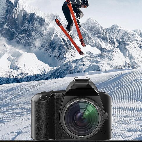 كاميرا VINGVO 4K رقمية 64 ميجابكسل 16x تكبير رقمي واي فاي كاميرا فيديو مزدوجة العدسات مع شاشة IPS 3 بوصات، ليلاً، بطارية 4800 مللي أمبير في الساعة، بطاقة ذاكرة متضمنة (أسود) in Kuwait