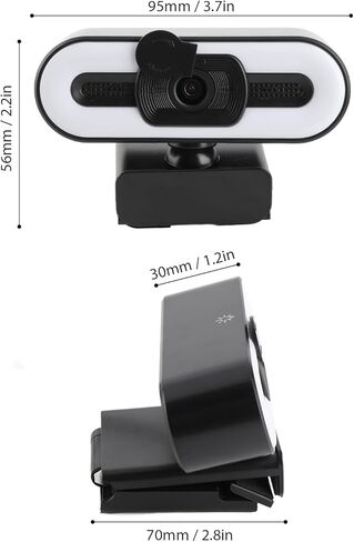 كاميرا ويب USB بدقة 4K، بدقة 5 ميجابكسل، صورة واضحة، متوافقة مع اللوحة، ميكروفون لتقليل الضوضاء، ضوء، لمؤتمرات الفيديو، التدريس عبر الإنترنت، البث المباشر، مع 3 مستويات من السطوع قابلة للتعديل in Kuwait