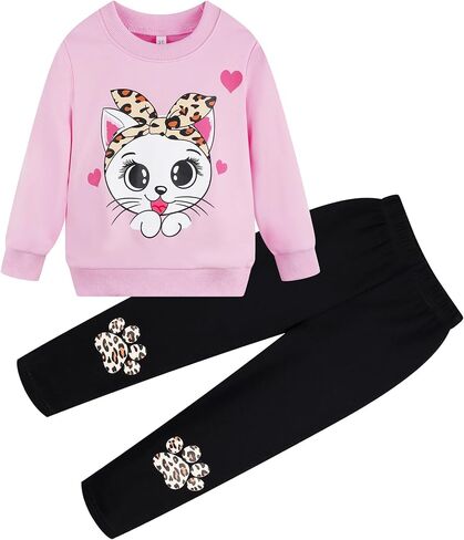 RETSUGO Little Girls Clothing Sets Unicorn Sweatshirts Top and Pants Set Girls 2 Piece Outfits 3-8T in Kuwait