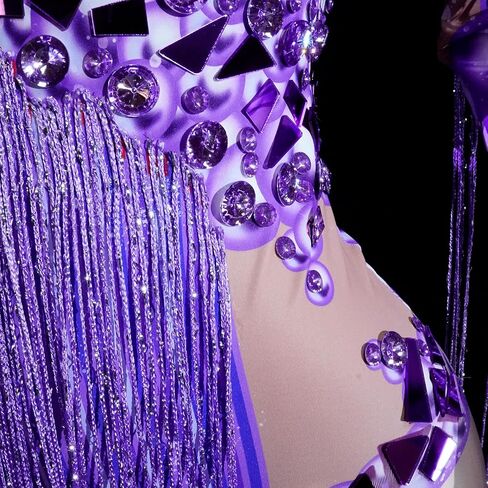 Tyian Sparkling Rhinestone Mirror Tassels Leotard Women Sexy Latin Stage Team Drag Performance Party Birthday Costumes in Saudi Arabia