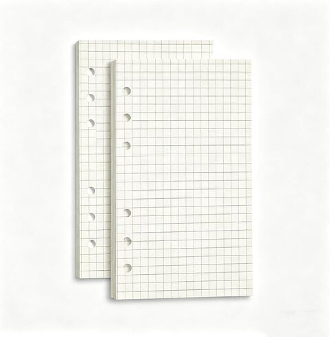 NatSumeBasics 2 حزمة A7 مخطط إدراجات الموثق عبوات الورق، 90 ورقة 3.1 "× 5" 6 فتحات أوراق دفتر الجيب لمذكرات مجلة السفر الشخصية (ورقة خط A7) in Saudi Arabia