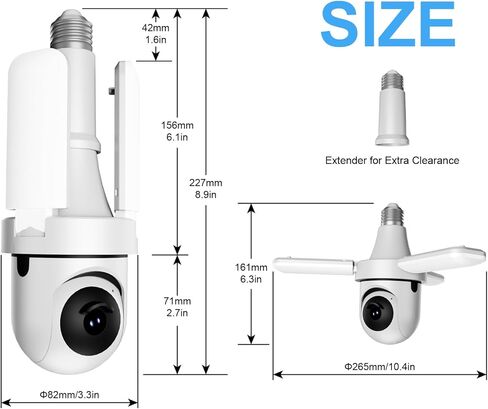 كاميرا KERUI 2K بمصباح كهربائي خارجي داخلي، كاميرا أمان PTZ WiFi للتتبع التلقائي 360 درجة مع ضوء LED خافت، رؤية ليلية ملونة، كشف حركة AI، صوت ثنائي الاتجاه، برغي E27 في مقبس الإضاءة in Kuwait