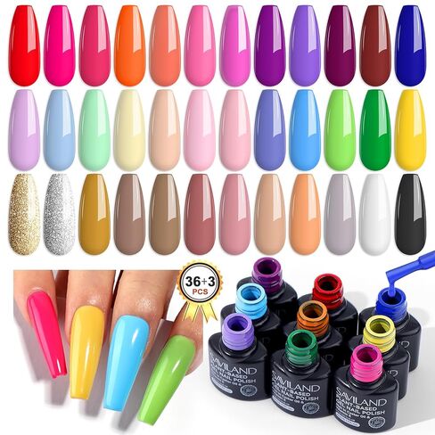 SAVILAND Glows in The Dark Gel Nail Polish Set - 12 Holiday Colors Luminous Neon Nail Gel Polish Set Soak off U V/LED Glow Effect Nail Polish for DIY Nail Art Design Holiday Gifts for Women in Saudi Arabia