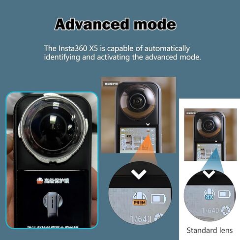 For Insta360 X5 Lens Protector Set – Includes Front & Rear Optical Glass Protectors with Multi-Layer Coating, Scratch-Resistant, Lens Cleaning Cloth, Easy to Install, Advanced Mode Recognition, Compatible with X5 Camera (Black) in Saudi Arabia