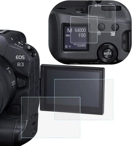 واقي شاشة من الزجاج المقوى العلوي + LCD لكاميرا Canon EOS R3، غطاء مضاد للخدش فائق الوضوح 9H لكاميرا Canon R3 - عبوتان + عبوتان in Kuwait