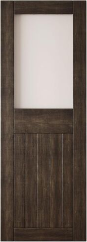 Ebony 40" x 84" Half Lite Frosted Glass Panel, Solid Wood Sliding Barn Door, Assembly Required, Door Only, Interior Use in Saudi Arabia