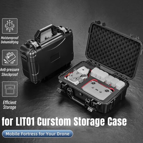 حقيبة حمل مضادة للماء لملحقات DJI Lito X1 / 1، حقيبة تخزين محمولة للسفر، حقيبة واقية بغطاء صلب، حقيبة كروس مع حزام كتف لـ DJI Lito1/X1 Fly More Combo/RC-N3/محور الشحن in Kuwait
