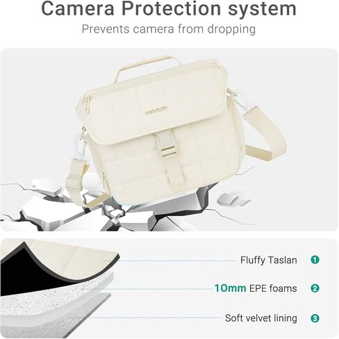 حقيبة كاميرا موسيسو للمصورين، حقيبة كتف للتصوير الفوتوغرافي لكاميرات DSLR/SLR/عديمة المرايا، حقيبة كاميرا مبطنة مربعة مع حامل ثلاثي القوائم سفلي وغطاء للمطر لكاميرات Canon/Nikon/Sony، بيج in Kuwait