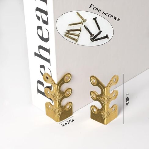 4 Pcs Solid Brass Baseboard Corner Protectors, Vintage Metal Skirting Board Corner Protectors, Table Corner Edge Cover Safety Bracket with Screws. (Brass) in Saudi Arabia