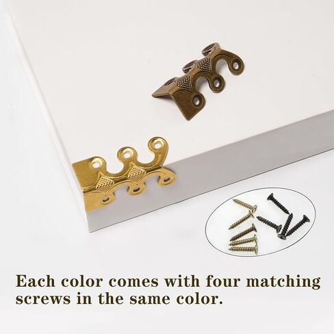 4 Pcs Solid Brass Baseboard Corner Protectors, Vintage Metal Skirting Board Corner Protectors, Table Corner Edge Cover Safety Bracket with Screws. (Brass) in Saudi Arabia