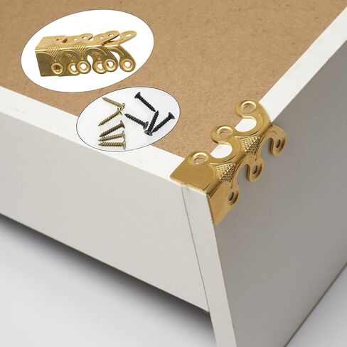 4 Pcs Solid Brass Baseboard Corner Protectors, Vintage Metal Skirting Board Corner Protectors, Table Corner Edge Cover Safety Bracket with Screws. (Brass) in Saudi Arabia