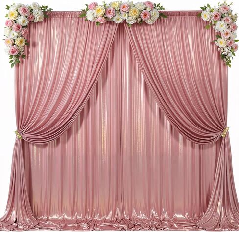 10x10ft Rose Gold Glitter Sequin Photo Backdrop Curtain for Parties Wrinkle Free Shimmer Polyester Photoshoot Curtains Drapes Backdrop for Wedding Birthday Baby Shower Shiny Background 2 Panels 5x10ft in Saudi Arabia