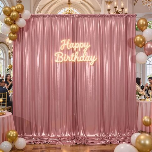 10x10ft Rose Gold Glitter Sequin Photo Backdrop Curtain for Parties Wrinkle Free Shimmer Polyester Photoshoot Curtains Drapes Backdrop for Wedding Birthday Baby Shower Shiny Background 2 Panels 5x10ft in Saudi Arabia