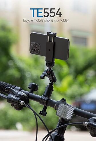 ذراع سحري للدراجة بكاميرا عاكسة - معدن - مع حامل للهاتف المحمول/كاميرا الحركة مع دوران 360 درجة - مشبك المقود/حامل الهاتف بما في ذلك. برغي تثبيت 1/4"-20 متوافق مع Go Pro Hero 13-8 in Kuwait