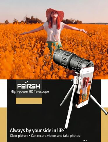 تلسكوب أحادي العين مقاس 16 × 52 بحبل، تلسكوب محمول عالي التكبير عالي الدقة رؤية واضحة لمشاهدة الطيور في الهواء الطلق أثناء السفر، أسود in Saudi Arabia
