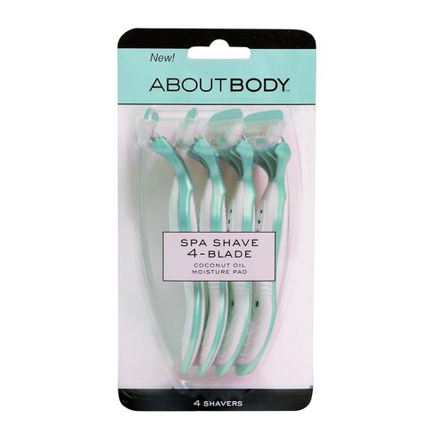 شفرات حلاقة فاخرة للاستعمال مرة واحدة بـ4 شفرات من اباوت بودي سبا مع وسادة ترطيب بزيت جوز الهند، 4 قطع in Saudi Arabia