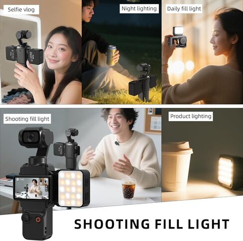 2 قطعة جيب 3 ملحقات إضاءة LED مغناطيسية صغيرة، 8700K إضاءة فيديو قابلة للتعديل 20 بوصة حامل ثلاثي لكاميرا الحركة، عصا سيلفي صغيرة قابلة للتعديل 360 درجة، حامل صغير قابل للتمديد in Kuwait