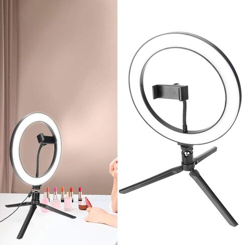 ضوء حلقة LED مع 10 مستويات يعتم 3 درجة حرارة اللون قابل للتعديل USB بالطاقة سطح المكتب ملء مصباح للبث المباشر صورة شخصية استوديو التصوير الفوتوغرافي مادة ABS قطر 25.5 سم in Kuwait