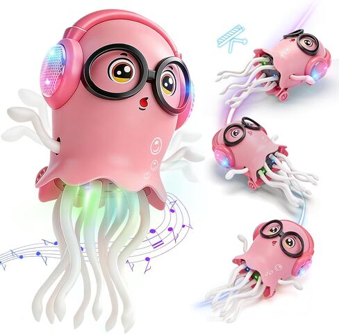 ألعاب الأطفال GONINO DJ Dancing Jellyfish Baby Toys، ألعاب وقت البطن الموسيقية الزحف مع ضوء LED وتجنب العوائق الذكية، ألعاب حسية تدور 360 درجة للأطفال الصغار، ألعاب أطفال هدايا عيد ميلاد للأولاد والبنات، أخضر in Kuwait