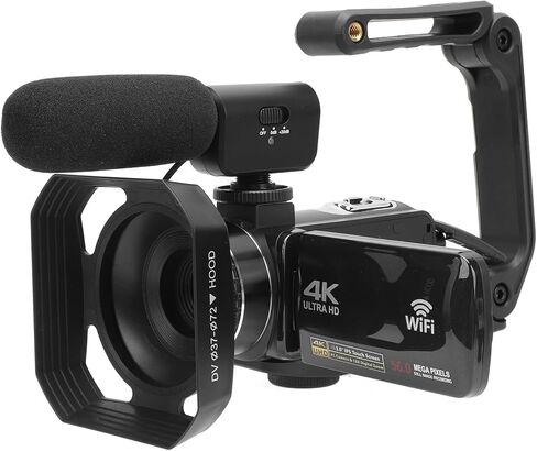 كاميرا فيديو Alomejor 4K، كاميرا فيديو WiFi بدقة 56 ميجابكسل مع مثبت ميكروفون للبث المباشر والسفر in Kuwait