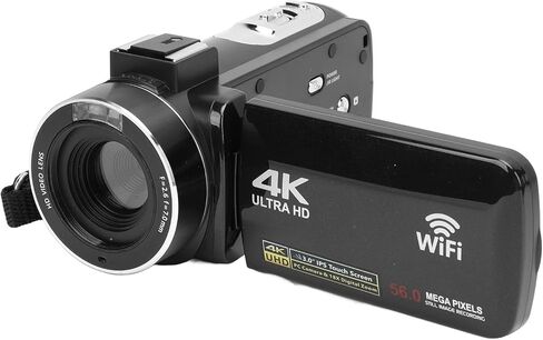 كاميرا فيديو Alomejor 4K، كاميرا فيديو WiFi بدقة 56 ميجابكسل مع مثبت ميكروفون للبث المباشر والسفر in Kuwait