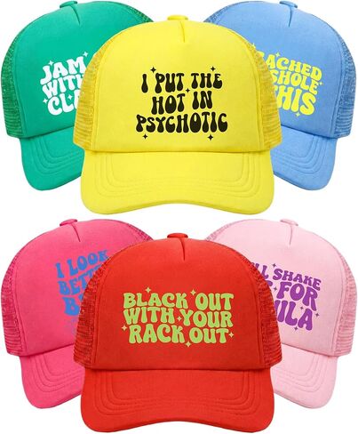 6 Pcs Girls Trip Trucker Hats Bachelorette Party Gifts Girl Weekend Baseball Caps for Wedding Bridal Bridesmaids Women Friendship Summer Beach Party Favors Vacation Travel Multicolor in Saudi Arabia