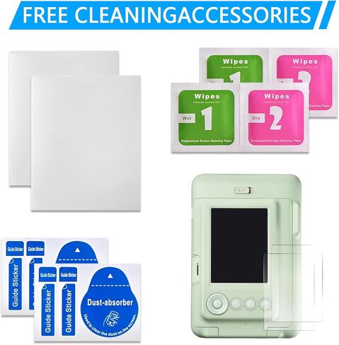 واقي شاشة متوافق مع كاميرا Fuji Instax mini LiPlay، قطعتان 0.3 مم زجاج مقسى رفيع للغاية بقوة 9H، طبقة حماية مضادة للخدش وبصمات الأصابع in Kuwait