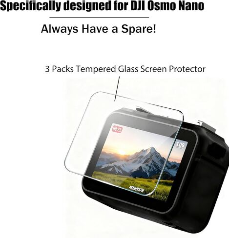واقي شاشة PCTC مكون من 3 قطع متوافق مع كاميرا DJI Osmo Nano - صلابة 9H مضادة للخدش، خالية من الفقاعات in Kuwait