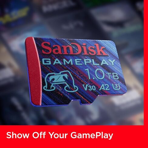 بطاقة ذاكرة SanDisk Gameplay microSD بسعة 1 تيرابايت للألعاب المحمولة - تصل إلى 190 ميجابايت/ثانية، لألعاب وحدة التحكم المحمولة - SDSQXAV-1T00-GN6XN (متجددة) in Kuwait